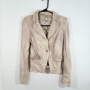 S.W.O.R.D. 100% Genuine Leather Taupe Gray Stone Wash Blazer Jacket XS SWORD Y2K